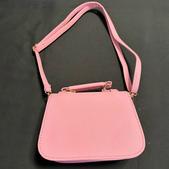 Mini Pink Faux‎ Leather Shoulder/Crossbody Bag w/Bow Accent Coquette Girl - Picture 2 of 12